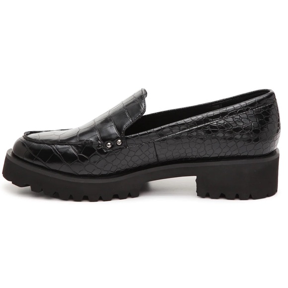 Bleeker & Bond Black Croc Embossed Wendall Platform Lug Sole Loafer Size 10 - Picture 12 of 16
